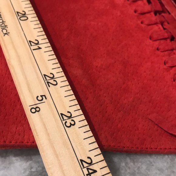 VTG Dialogue Western Jacket Womens XS Red Leather Fringe Braided Southwestern - Picture 9 of 10